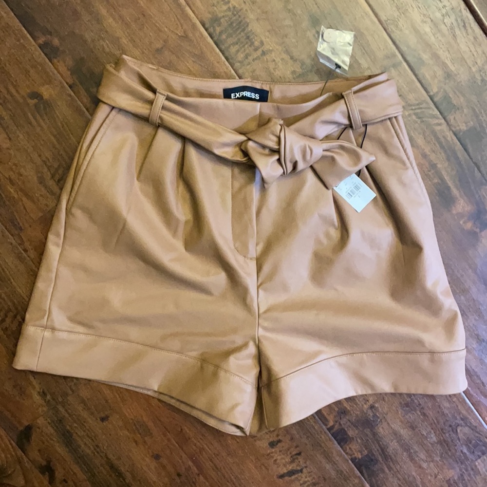 Never worn faux short leather pants from EXPRESS